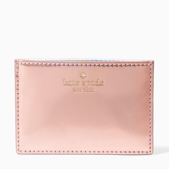 Kate spade iridescent rose gold / pink card case - Picture 1 of 7
